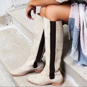 Free People Callow Distressed Leather Tall Boots
